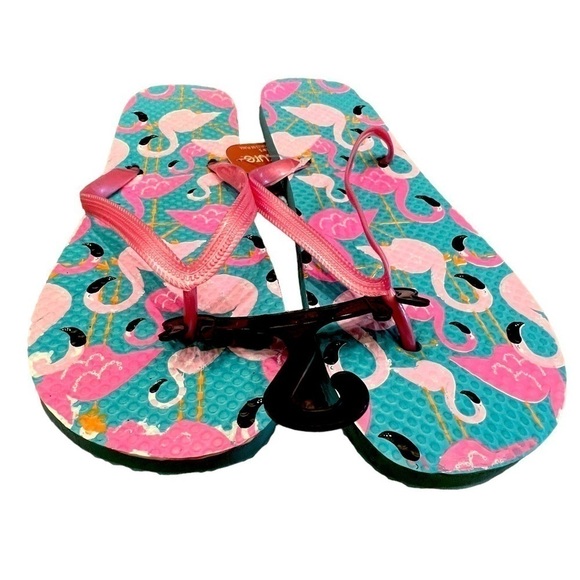 Flamingo Summer Flip Flops, Size L 9/10 - Picture 3 of 4